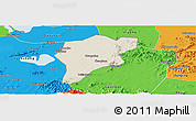 Shaded Relief Panoramic Map of Langxi, political outside
