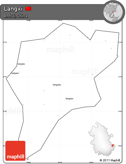 Blank Simple Map of Langxi, cropped outside