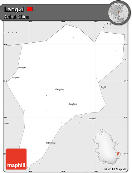 Silver Style Simple Map of Langxi