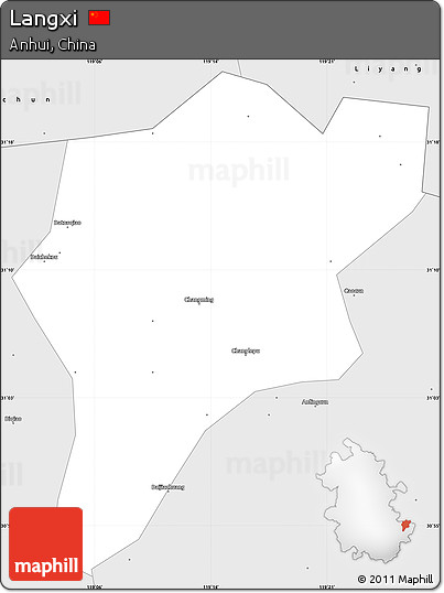 Silver Style Simple Map of Langxi