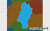 Political 3D Map of Lingbi, darken