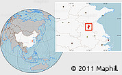 Gray Location Map of Lingbi, highlighted country, hill shading