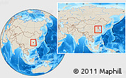 Shaded Relief Location Map of Lixin, within the entire country