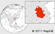 Blank Location Map of Anhui, highlighted country