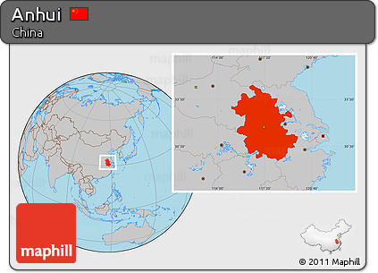 Gray Location Map of Anhui