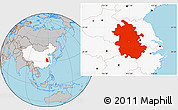 Gray Location Map of Anhui, highlighted country