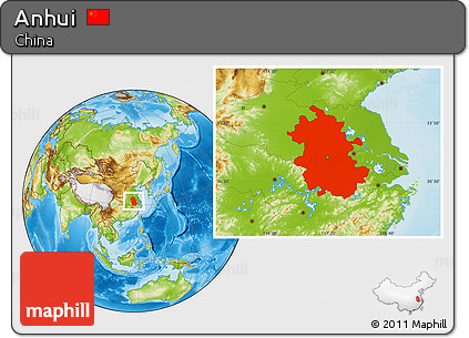 Physical Location Map of Anhui