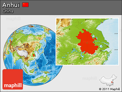 Physical Location Map of Anhui