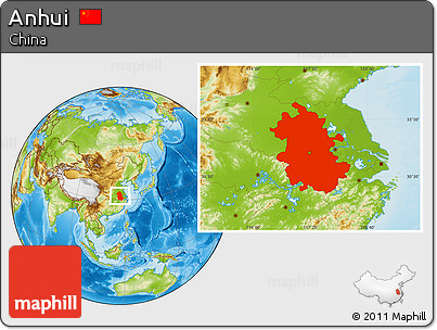Physical Location Map of Anhui