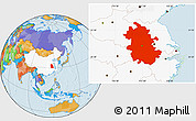 Political Location Map of Anhui, highlighted country
