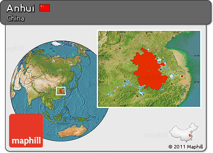 Satellite Location Map of Anhui