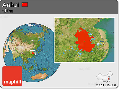 Satellite Location Map of Anhui