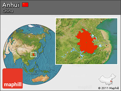 Satellite Location Map of Anhui