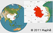 Satellite Location Map of Anhui, highlighted country