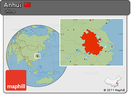 Savanna Style Location Map of Anhui