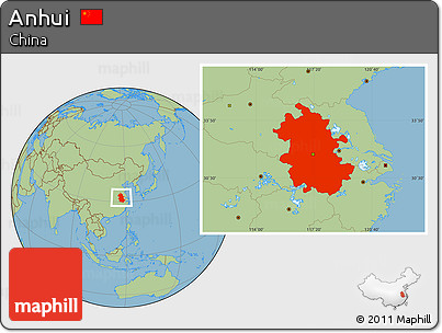 Savanna Style Location Map of Anhui
