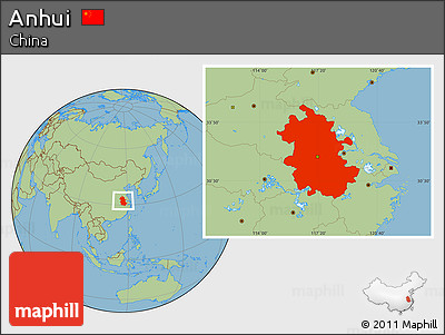 Savanna Style Location Map of Anhui