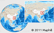 Shaded Relief Location Map of Anhui, highlighted country, within the entire country