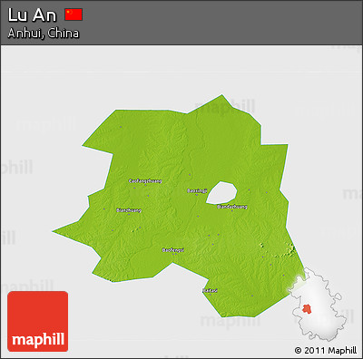 Physical 3D Map of Lu An, single color outside