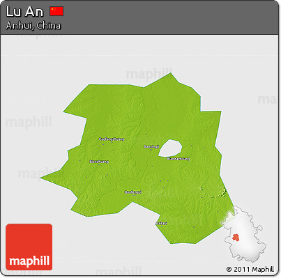 Physical 3D Map of Lu An, single color outside