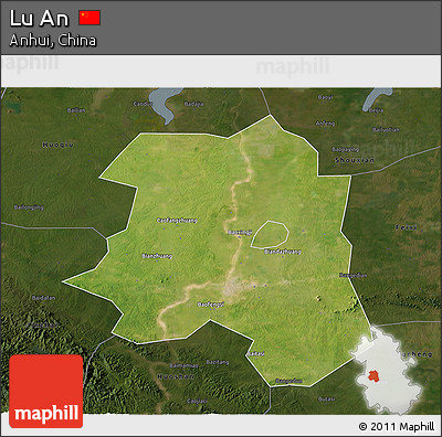 Satellite 3D Map of Lu An, darken