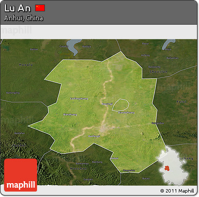 Satellite 3D Map of Lu An, darken