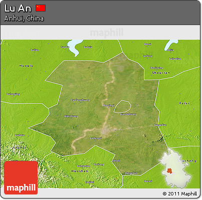 Satellite 3D Map of Lu An, physical outside