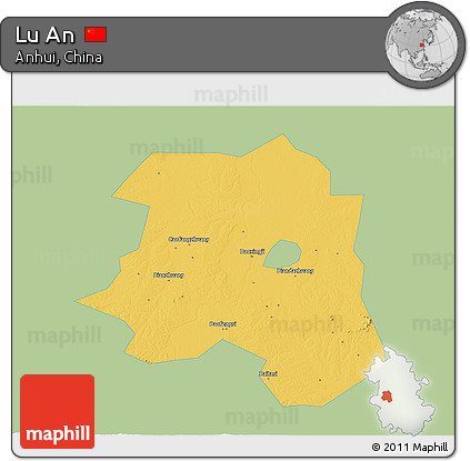 Savanna Style 3D Map of Lu An, single color outside