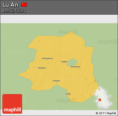 Savanna Style 3D Map of Lu An, single color outside