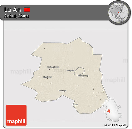 Shaded Relief 3D Map of Lu An, cropped outside