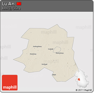 Shaded Relief 3D Map of Lu An, cropped outside