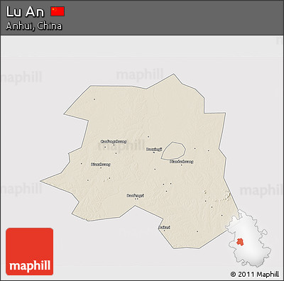 Shaded Relief 3D Map of Lu An, cropped outside