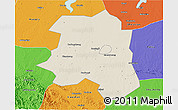 Shaded Relief 3D Map of Lu An, political outside