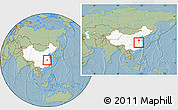 Savanna Style Location Map of Lu An, highlighted country, within the entire country, hill shading
