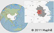 Savanna Style Location Map of Lu An, highlighted country, highlighted parent region, hill shading