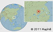 Savanna Style Location Map of Lu An, hill shading