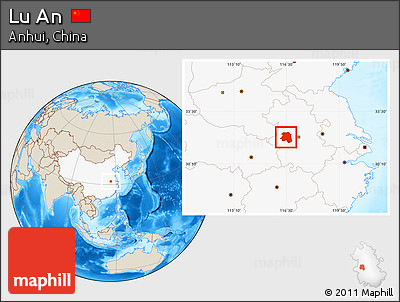 Shaded Relief Location Map of Lu An, highlighted country
