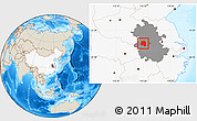 Shaded Relief Location Map of Lu An, highlighted country, highlighted parent region