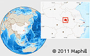 Shaded Relief Location Map of Lu An, highlighted country