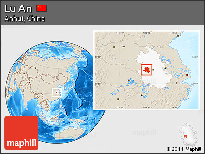 Shaded Relief Location Map of Lu An, highlighted parent region