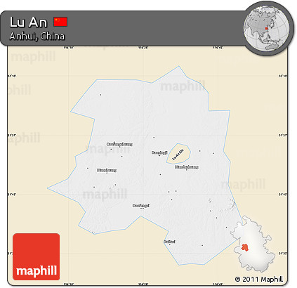 Classic Style Map of Lu An, single color outside