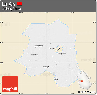 Classic Style Map of Lu An, single color outside