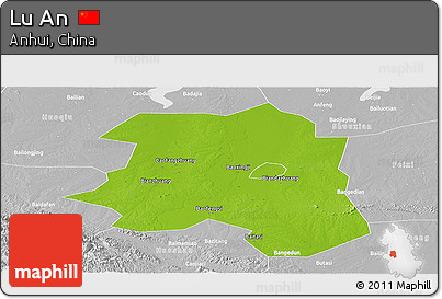Physical Panoramic Map of Lu An, lighten, desaturated