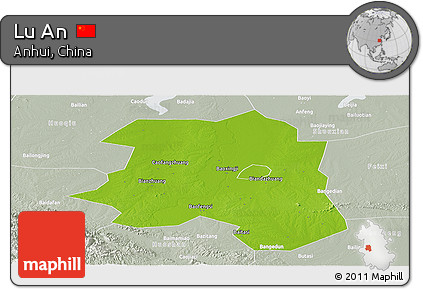 Physical Panoramic Map of Lu An, lighten, semi-desaturated