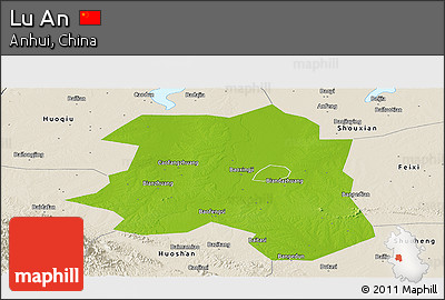 Physical Panoramic Map of Lu An, shaded relief outside