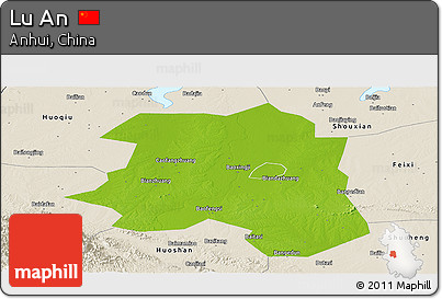 Physical Panoramic Map of Lu An, shaded relief outside