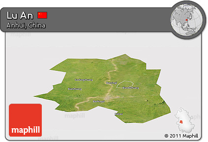 Satellite Panoramic Map of Lu An, cropped outside