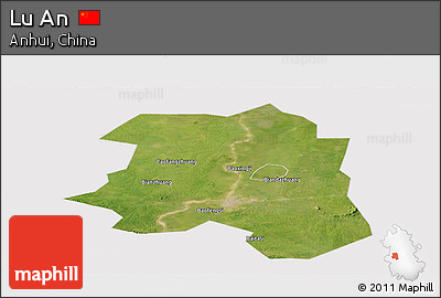Satellite Panoramic Map of Lu An, cropped outside