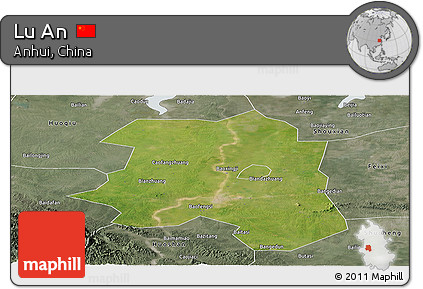 Satellite Panoramic Map of Lu An, semi-desaturated