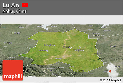 Satellite Panoramic Map of Lu An, semi-desaturated